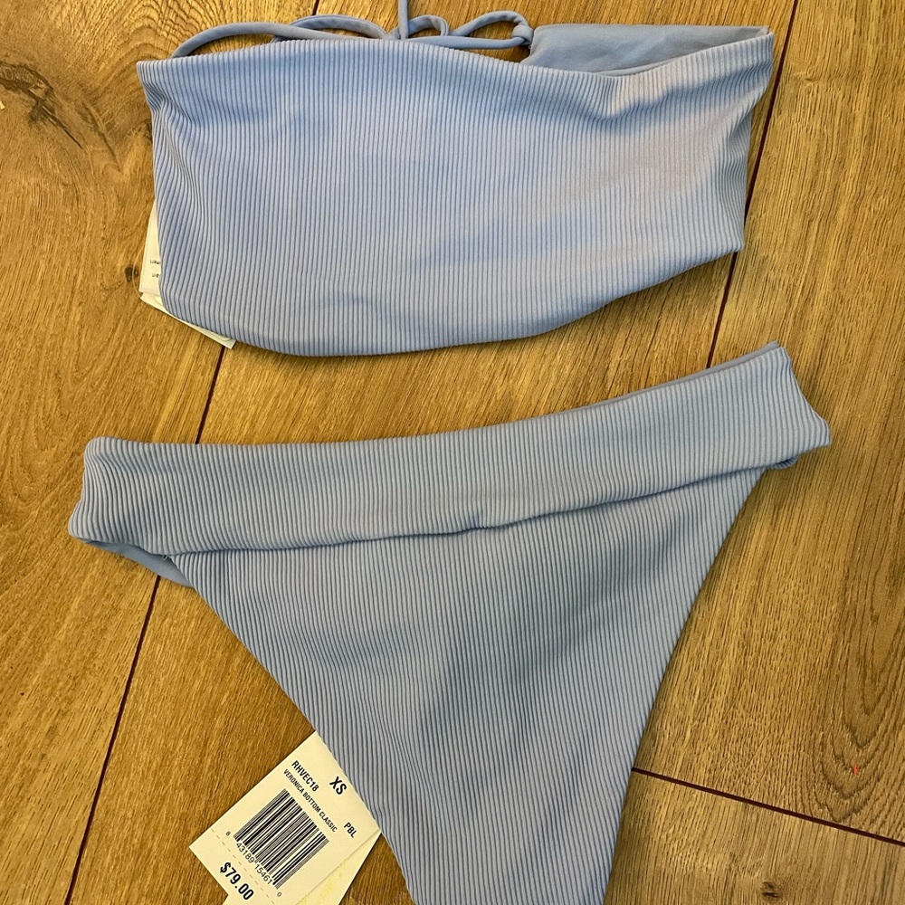 Women’s Light Blue Two Piece strapless swimsuit
